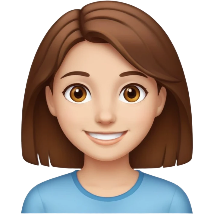 a girl with brown hair and brown eyes smiling emoji