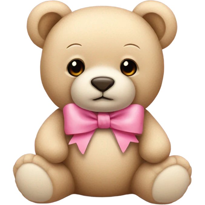 beige teddy bear with pink bow emoji