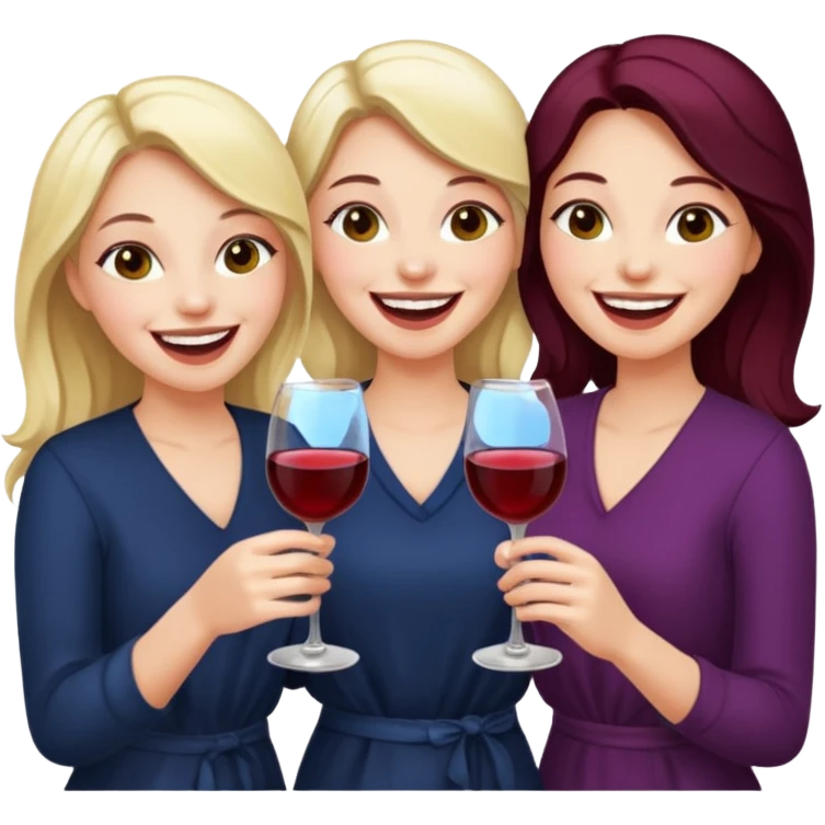 4 girls laughing with wine   emoji