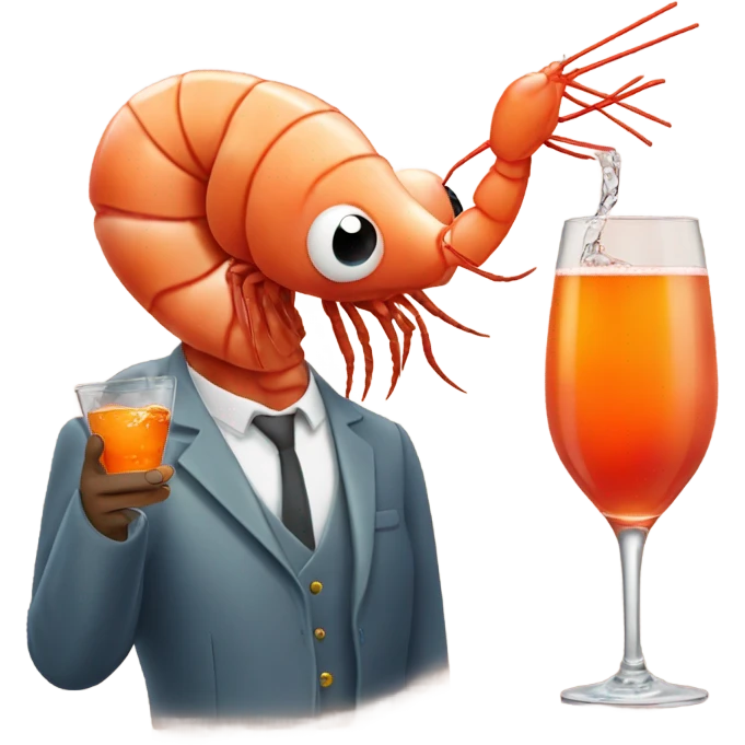 A shrimp drinking an aperol spritz emoji