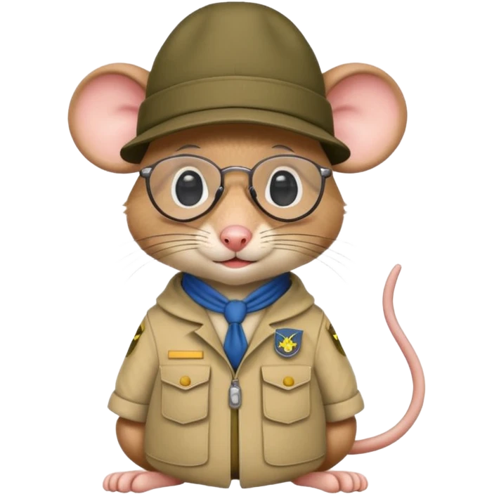 humaniod mice with a scout hat with glasses emoji