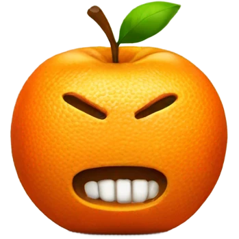 An orange murdering an Apple  emoji