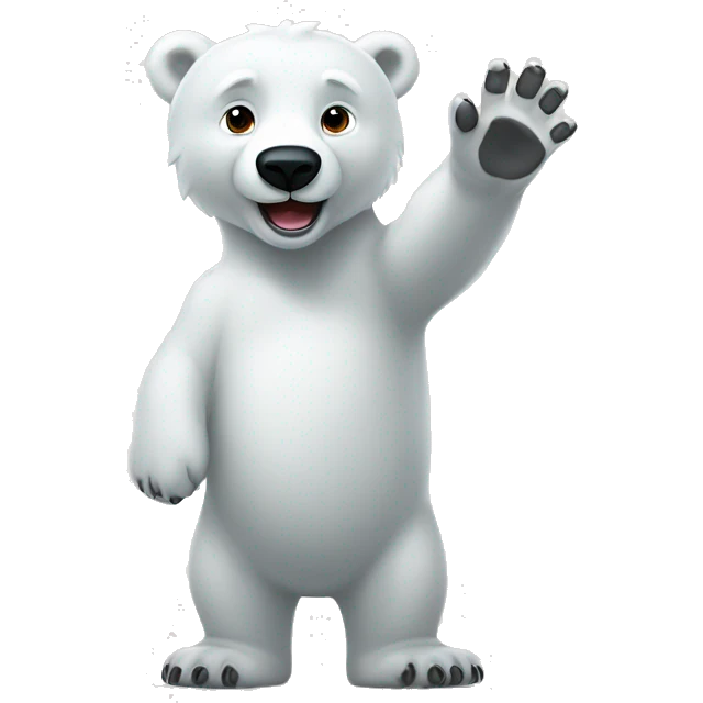 waving hand of polar bear cub emoji