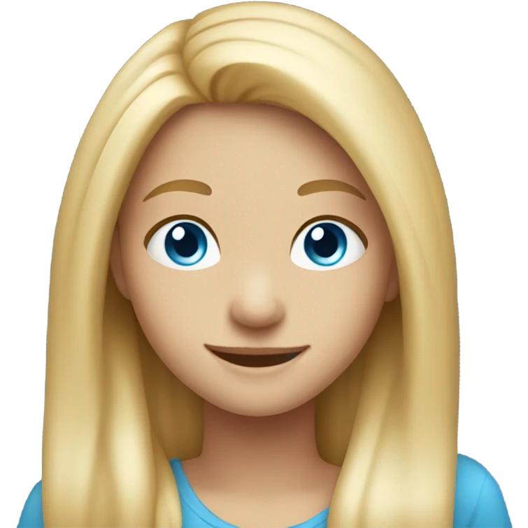 smiling girl with long blonde hair blue eyes  emoji