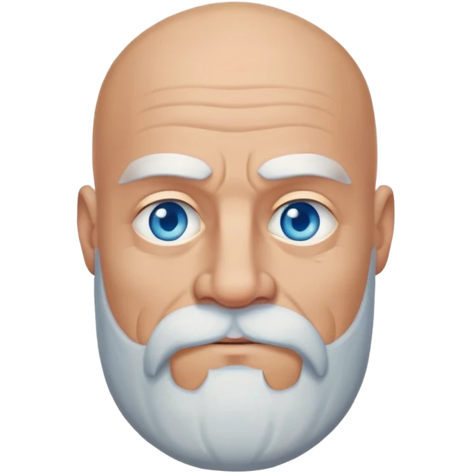 An old muscular bald guy with blue eyes and a beard emoji