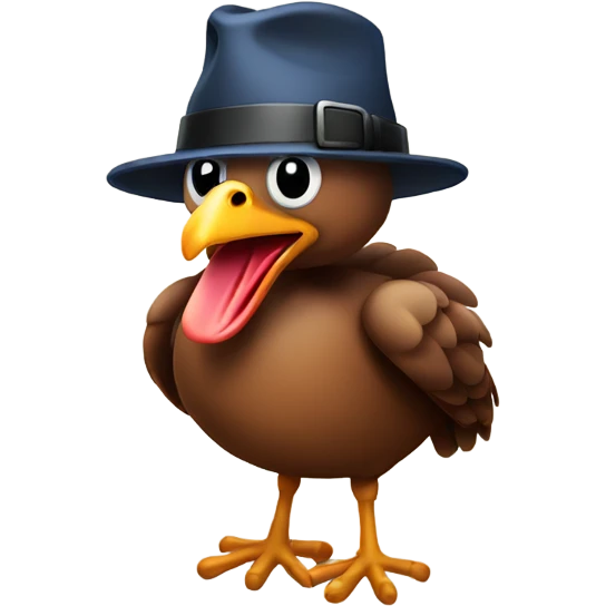 Turkey with fedora hat emoji