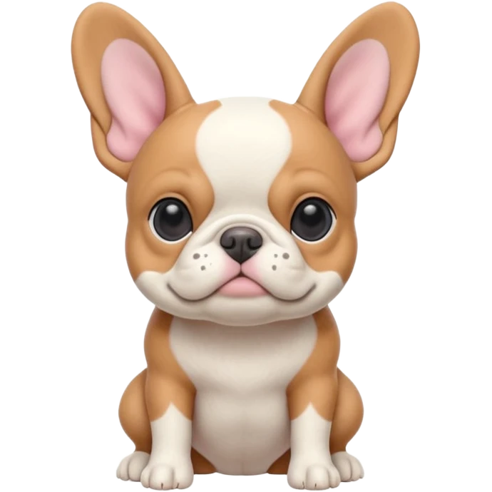 Fawn pied Frenchie dog in soft pastel colors, claymation style with matte plasticine texture and visible fingerprints emoji