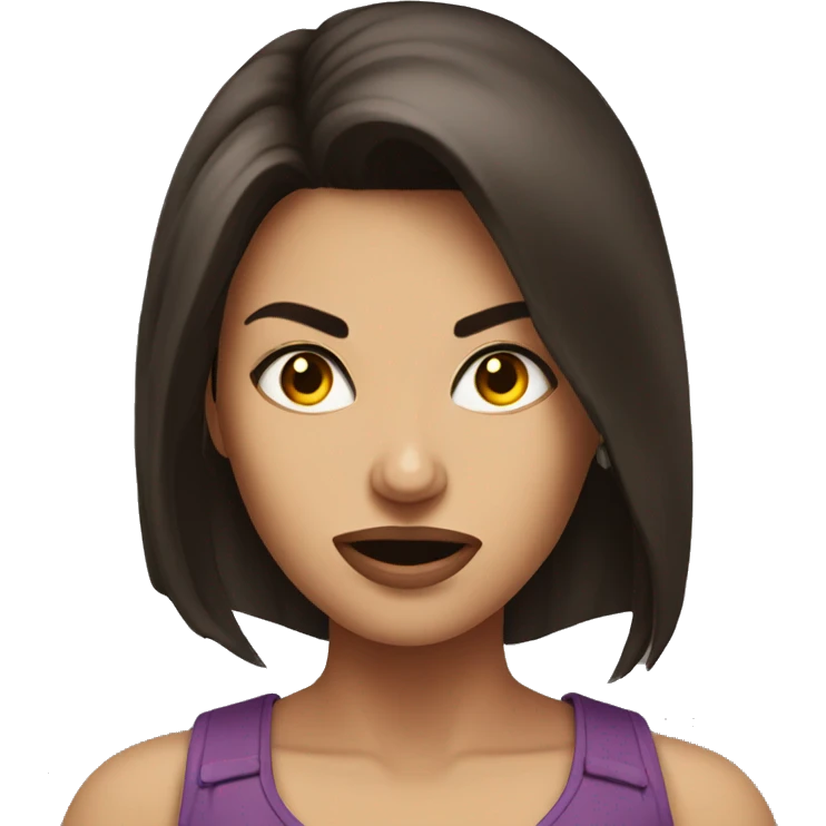 Beautiful woman brunette angry emoji