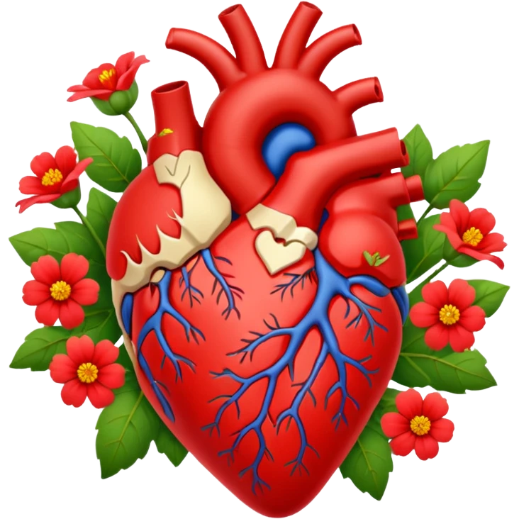 Anatomical hart with flowers emoji