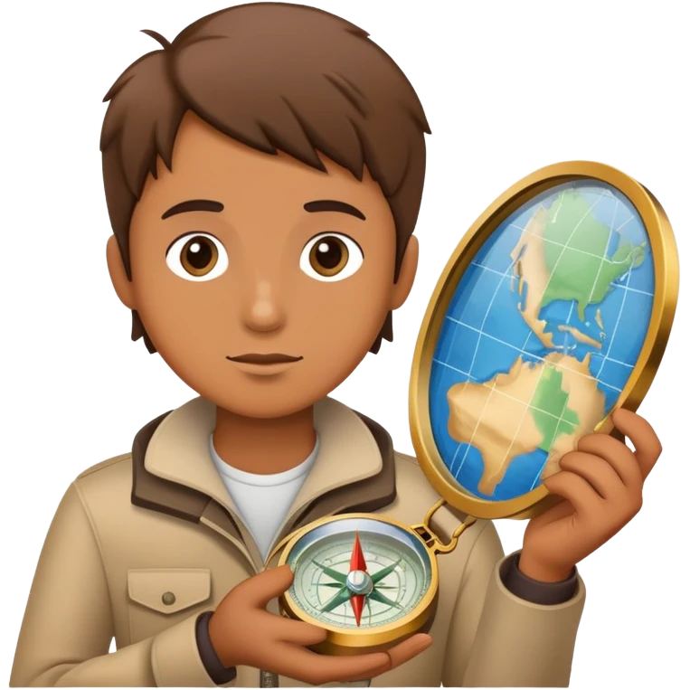 Person with compass focused on star destination, not looking at map emoji