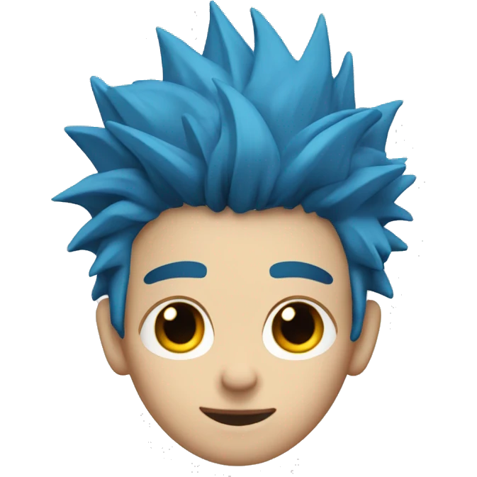 blue haired boy with spiky hair and black eyes no eyes emoji