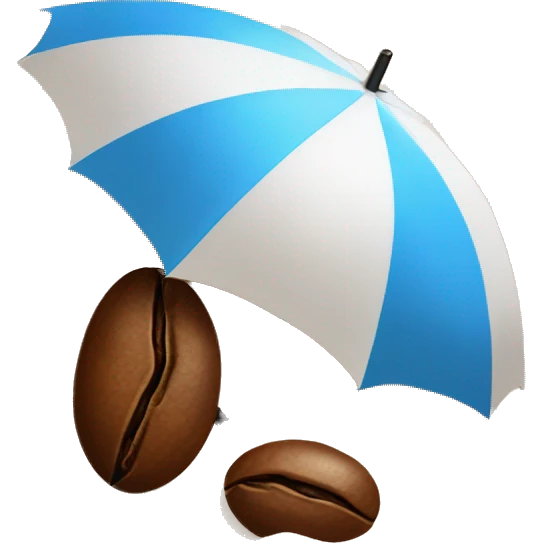 coffee bean on the beach with an umbrella emoji