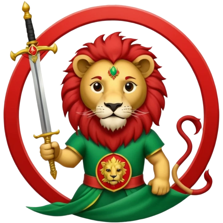 پرچم ایران که وسطش شیر و خورشید که دست شیر شمشیر emoji