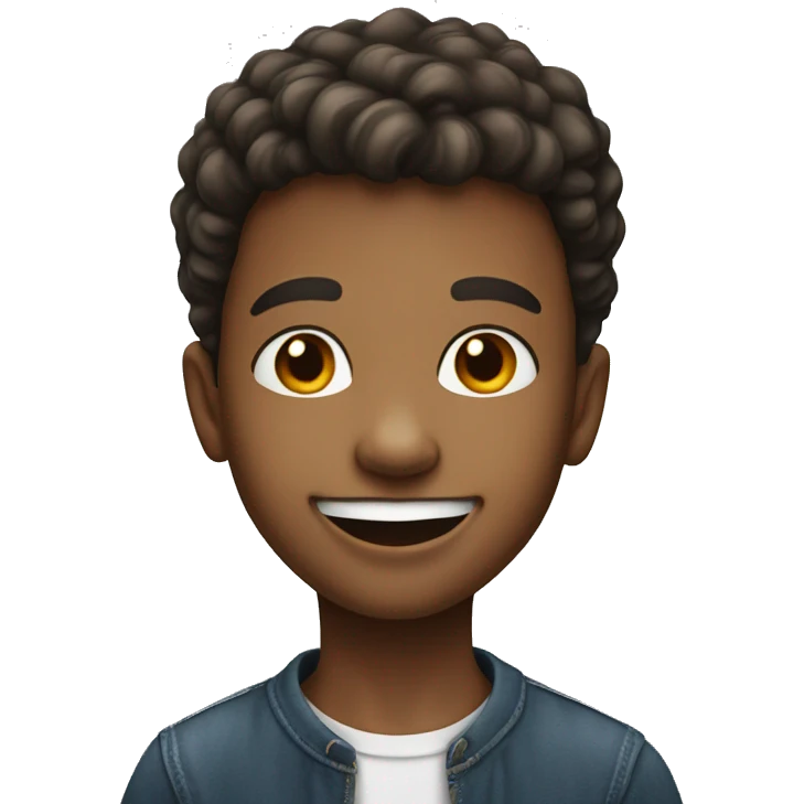 smiling boy in realistic view with big lips emoji
