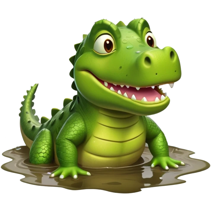 A green Shrek-crocodile hybrid swimming breaststroke in a puddle emoji