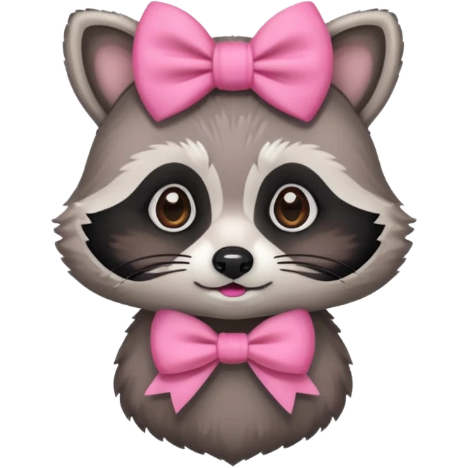 Raccoon with a pink bow emoji