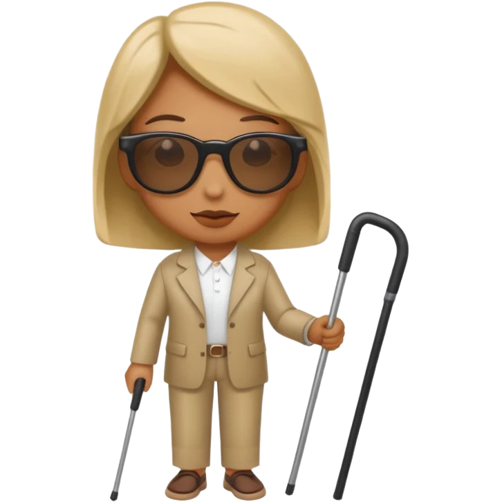 A blind person wearing sunglasses and holding a guide cane emoji