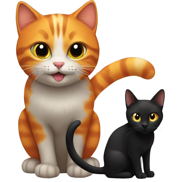 Orange cat next to black cat emoji