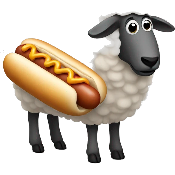 Sheep with a hotdog emoji