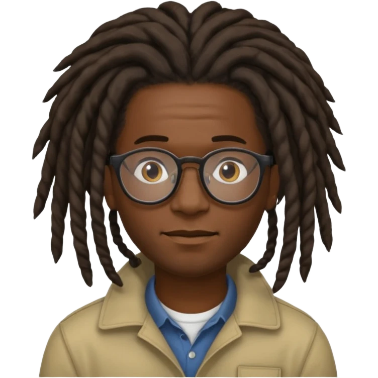 Black m’en with glass and locks the hairstyle emoji