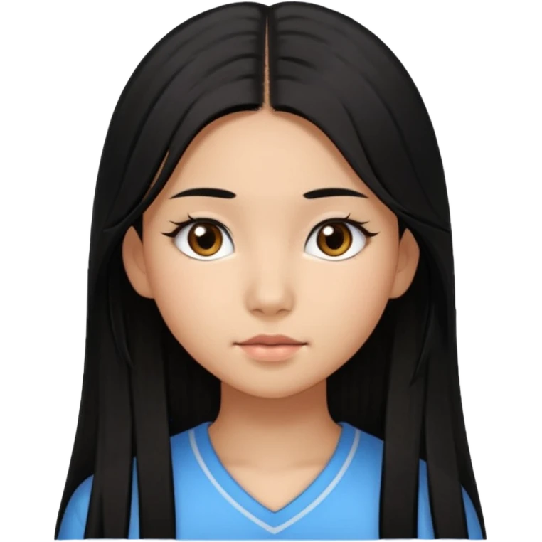 a tan chinese-american 15 year old girl with middle part long straight black hair down to her chest.eyelashes  emoji