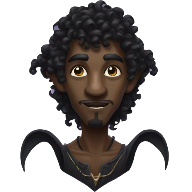 A black male elf that is a witch fortune teller that has pointed ears with long black curly hair emoji