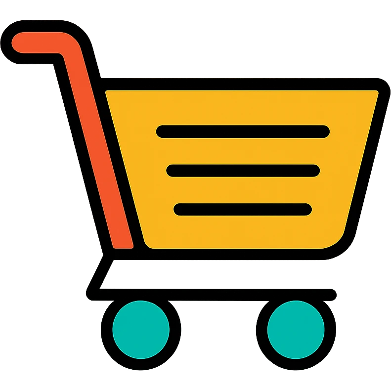 shopping cart, color outline icon style, black outlines emoji