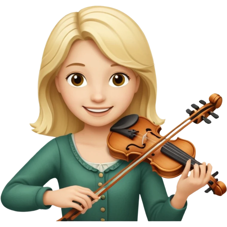 blond girl playing a violin, smiling emoji