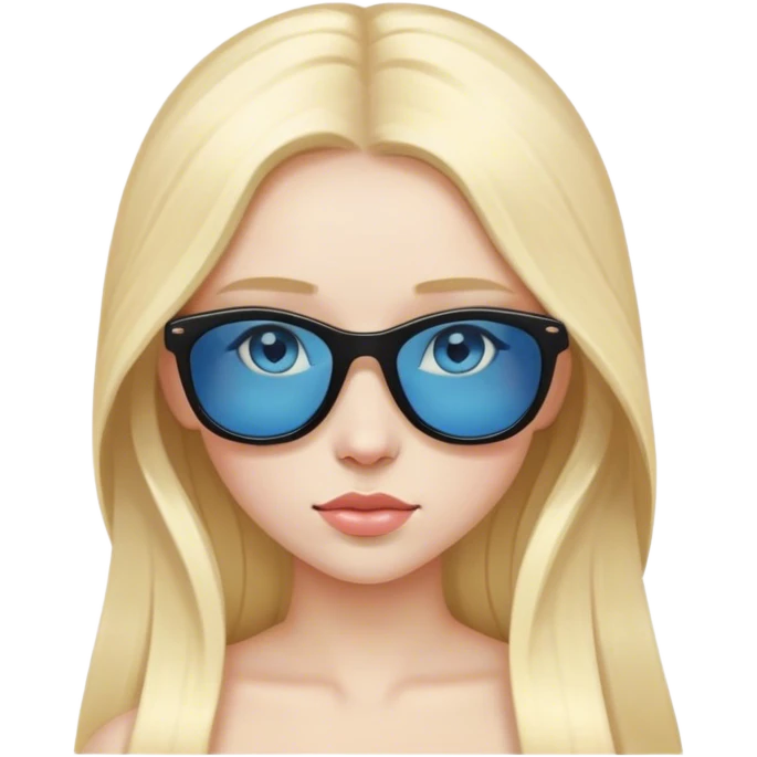 Long blond hair blue eyed pale girl with black sunglasses on top of head  emoji