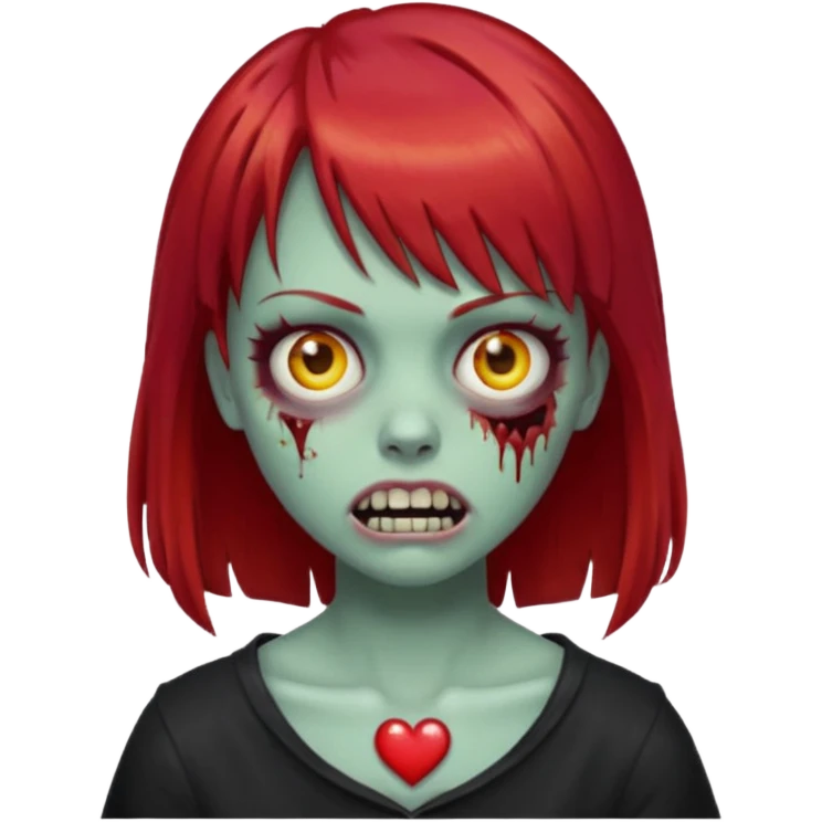 zombie girl with red hair and bangs emoji emoji