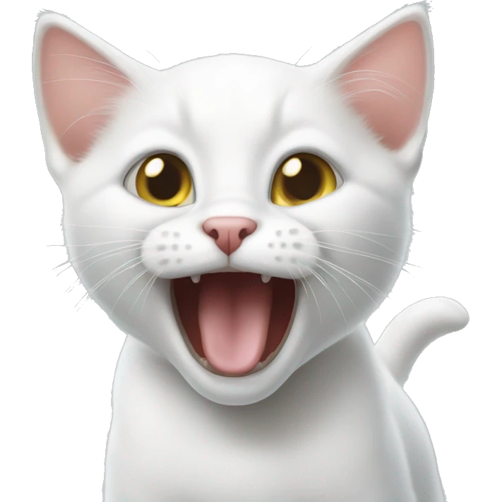 White kitten hissing  emoji