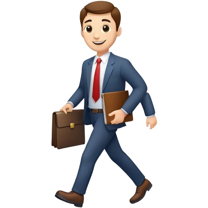 happy businessman proudly walking after signing important document emoji