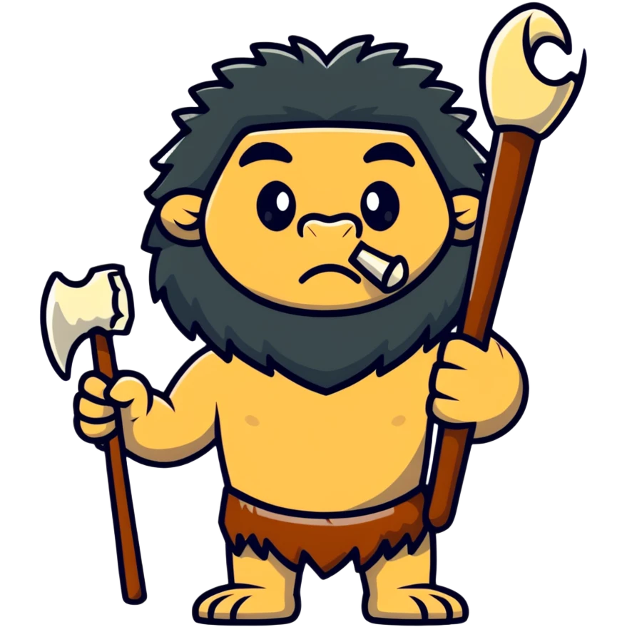 caveman with a bone club and animal fur emoji