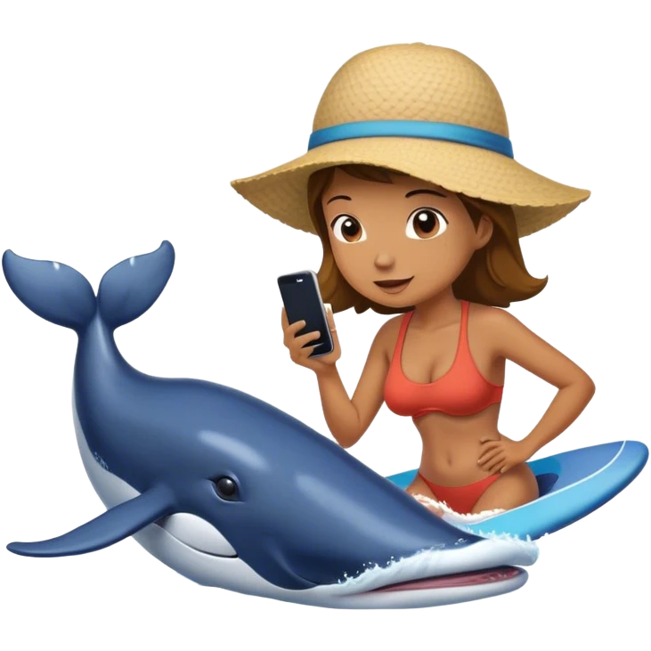 Surfing a whale with mom calling emoji