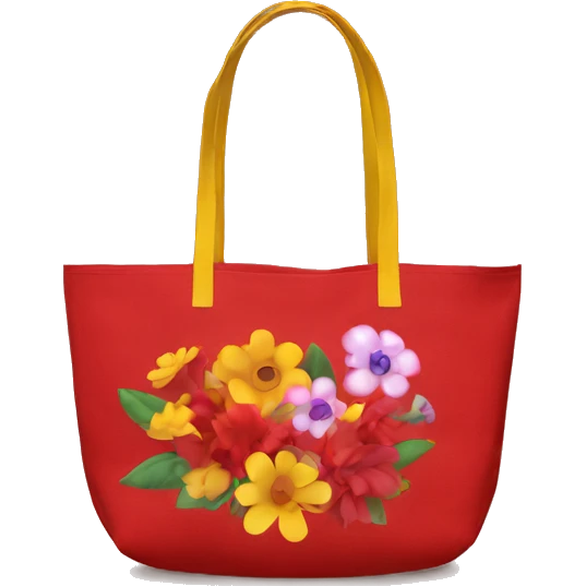 Red totebag with flowers inside emoji