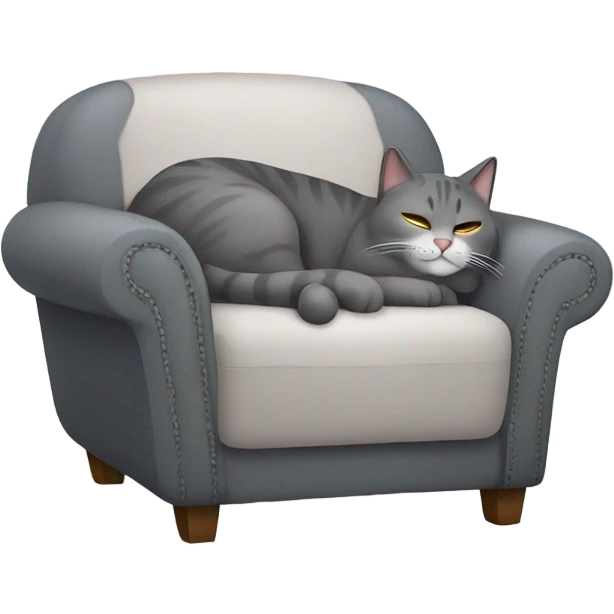 Gray cat sleeping in chair emoji