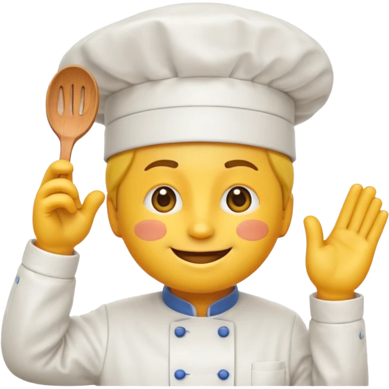 a regular yellow emoji with a chef hat saluting emoji