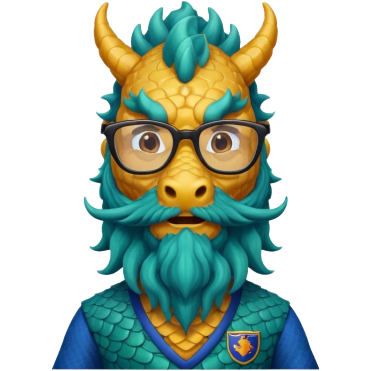 glasses dragon with long bearded and jersey emoji