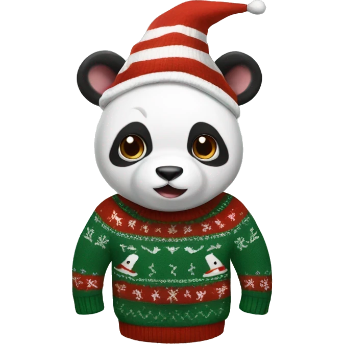 Panda shark in Christmas sweater  emoji