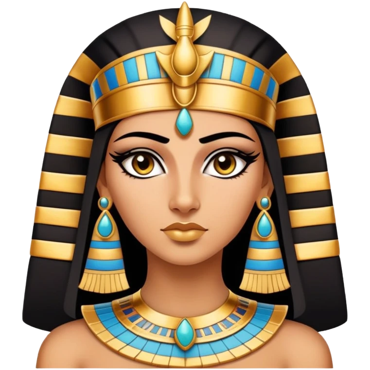 Cleopatra, Egyptian pharaoh with headdress and eyeliner emoji