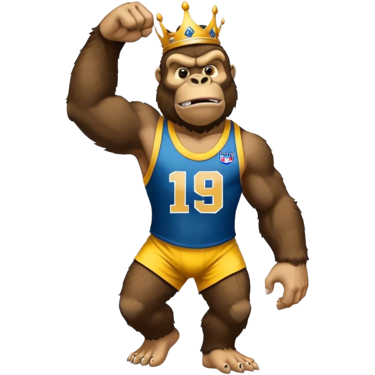 king kong  wearing afl eagles sleeveless jersey blue and yellow  emoji