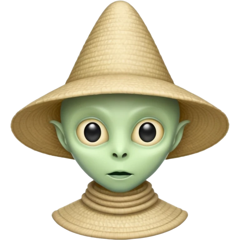 ancient alien with conical hat, white emoji