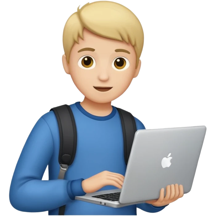 a boy holding a laptop emoji