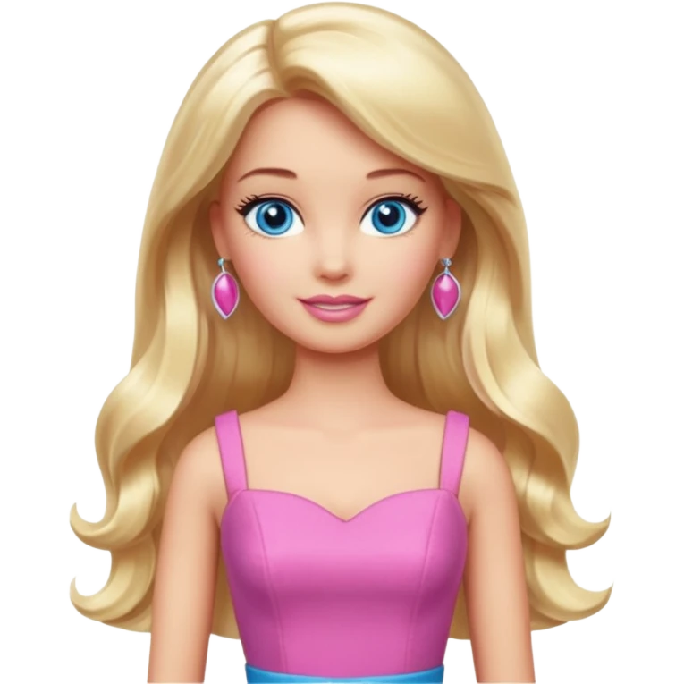 barbie, long blonde hair, pink dress, with blue eyes,different dress emoji