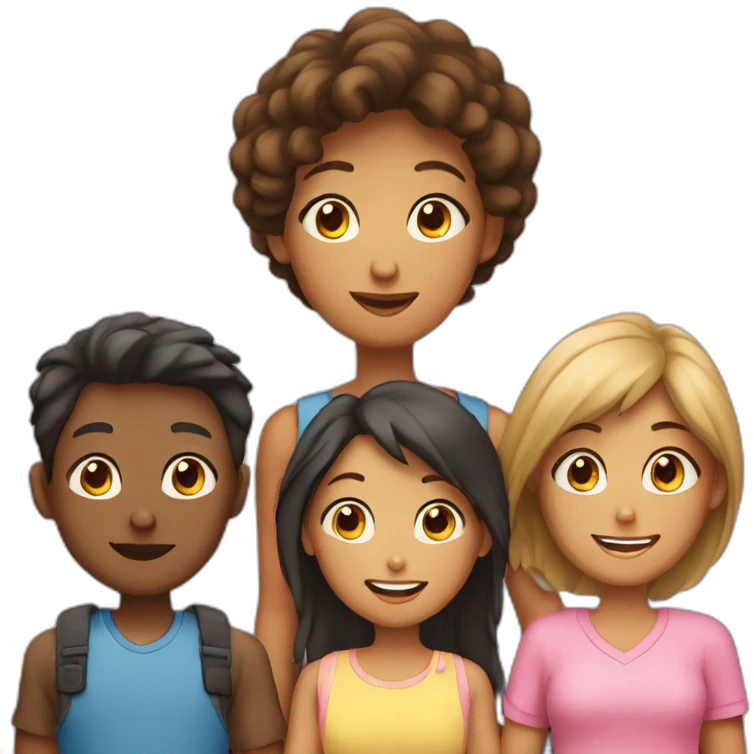 family of 3 mother and teengaers boy and girl emoji