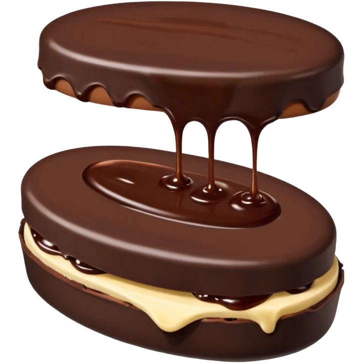 Chocolate covered Baltic curd snack with jam emoji