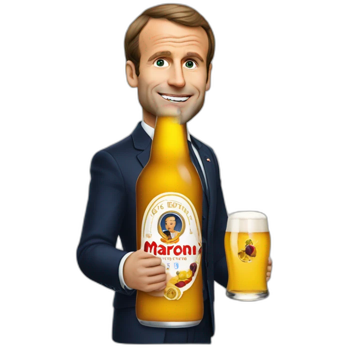 Macron boit une bière emoji