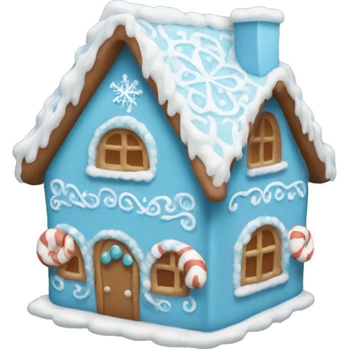 Cosy light blue gingerbread house  emoji