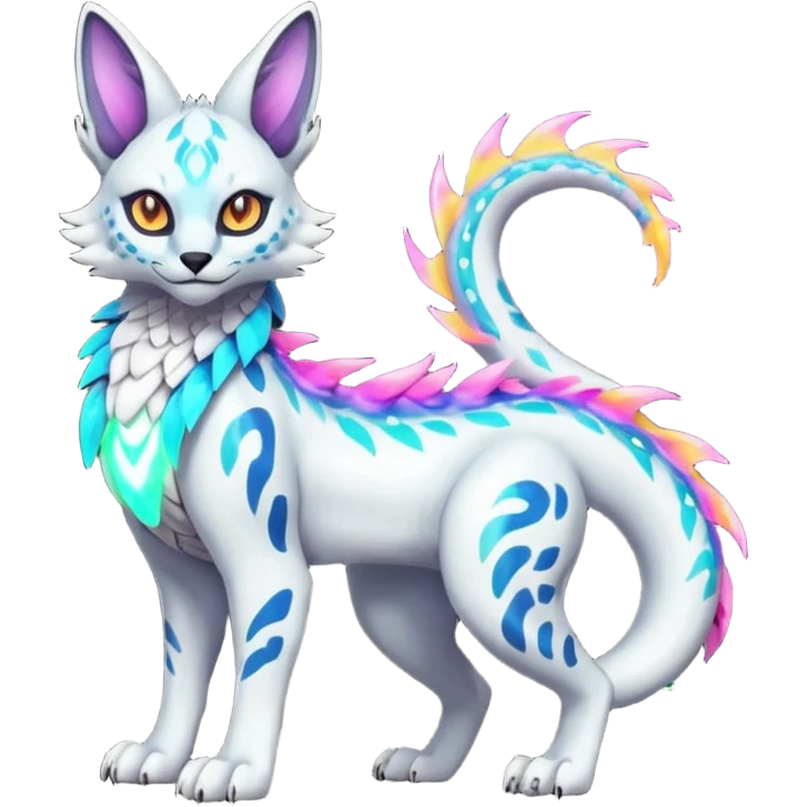 Neon Vibrant Pulsating Trail-glowing Chromatic Trico-Serval-Absol-Silvally-Dragon-Snake-fusion-hybrid emoji