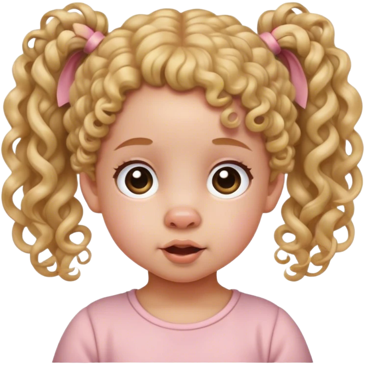 toddler with light skin and two pig tails and curly hair  emoji